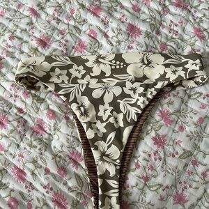 Acacia Swimwear Floral Bikini Bottom in Brown and Cream